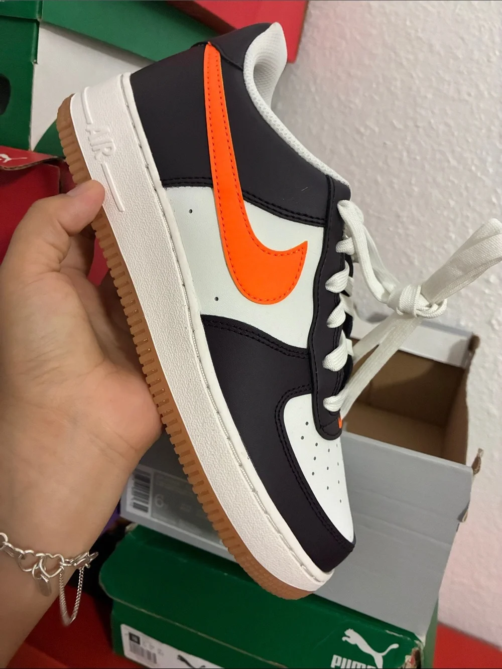 Kids Low-Top Athletic Sneakers with Orange Swoosh
